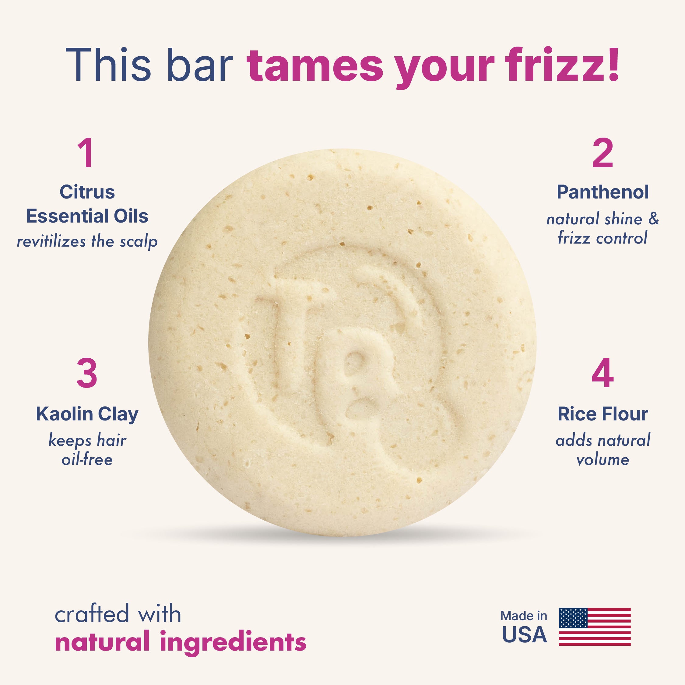 Pro-Vitamin B5 + Citrus Shampoo Bar - FRIZZ & SHINE - Tree Bottle