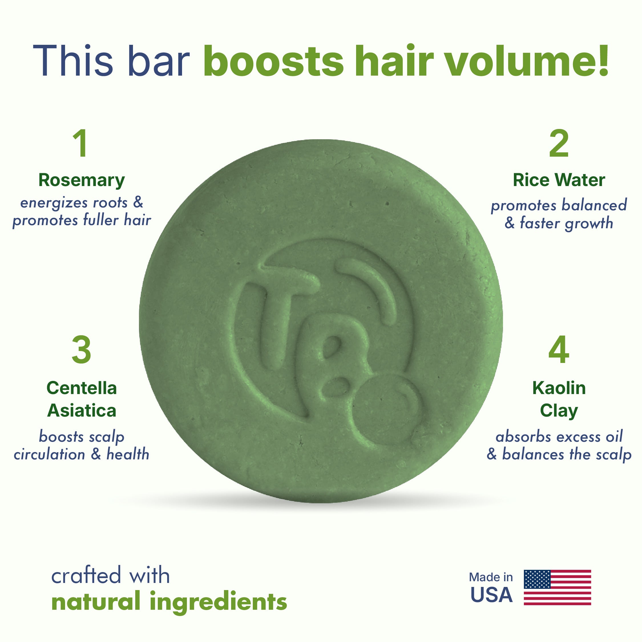 Rosemary + Rice Water Shampoo Bar - VOLUMIZING & FULLER HAIR - Tree Bottle