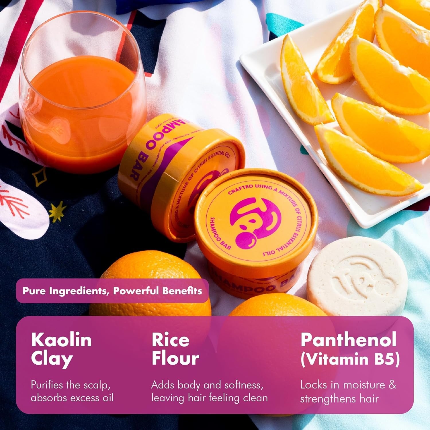 Pro-Vitamin B5 + Citrus Shampoo Bar - FRIZZ & SHINE - Tree Bottle