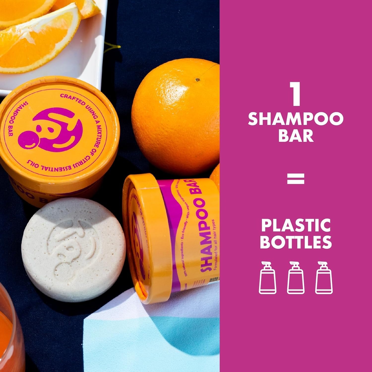 Pro-Vitamin B5 + Citrus Shampoo Bar - FRIZZ & SHINE - Tree Bottle