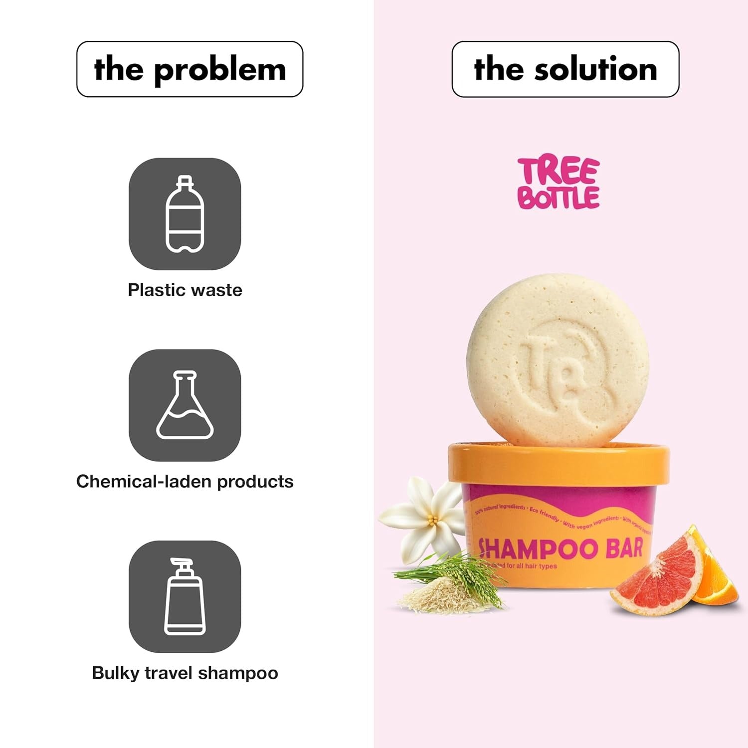 Pro-Vitamin B5 + Citrus Shampoo Bar - FRIZZ & SHINE - Tree Bottle