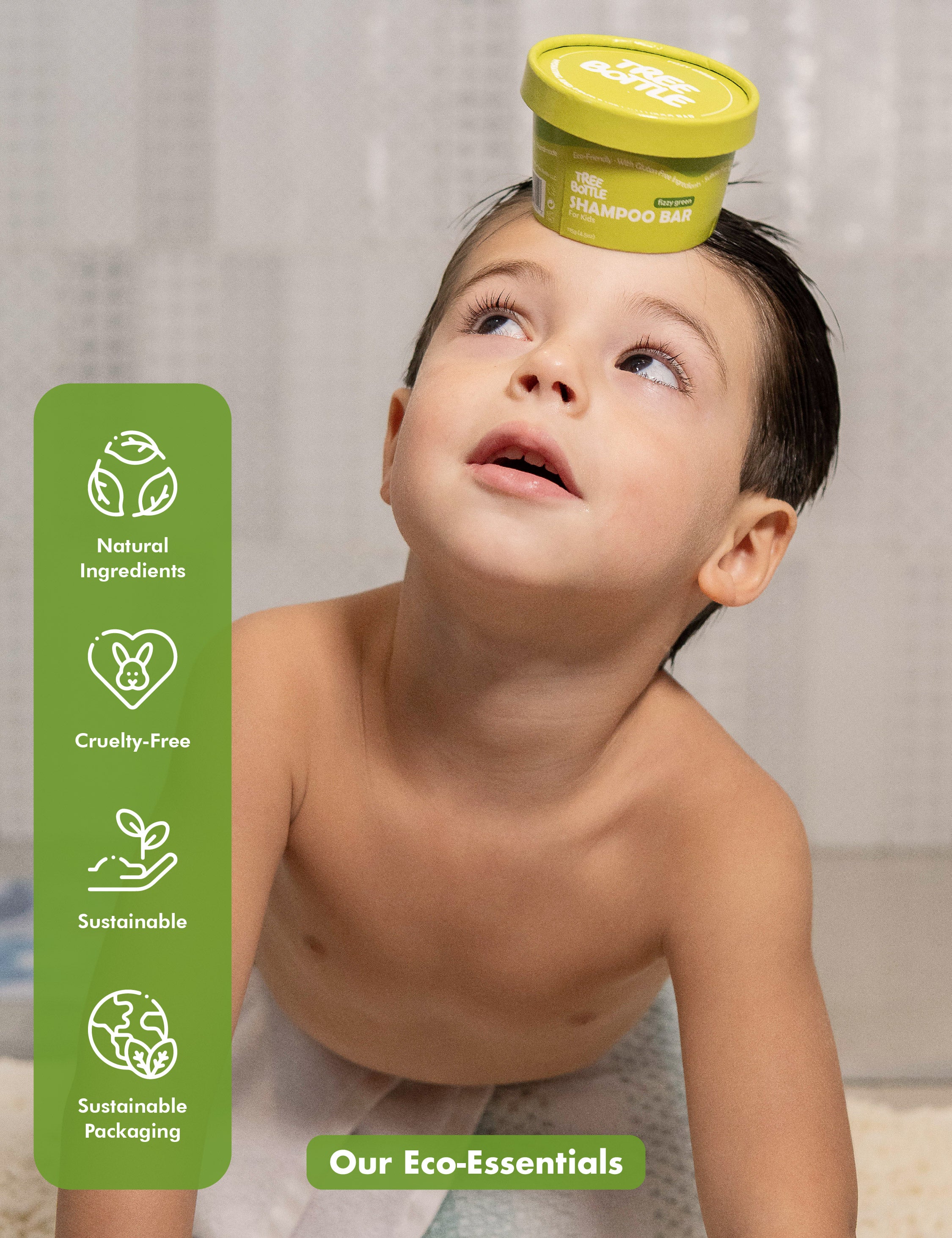 Kid's KIT: Pink Magic for Girls + Fizzy Green for Kids - Shampoo Bar - Tree Bottle