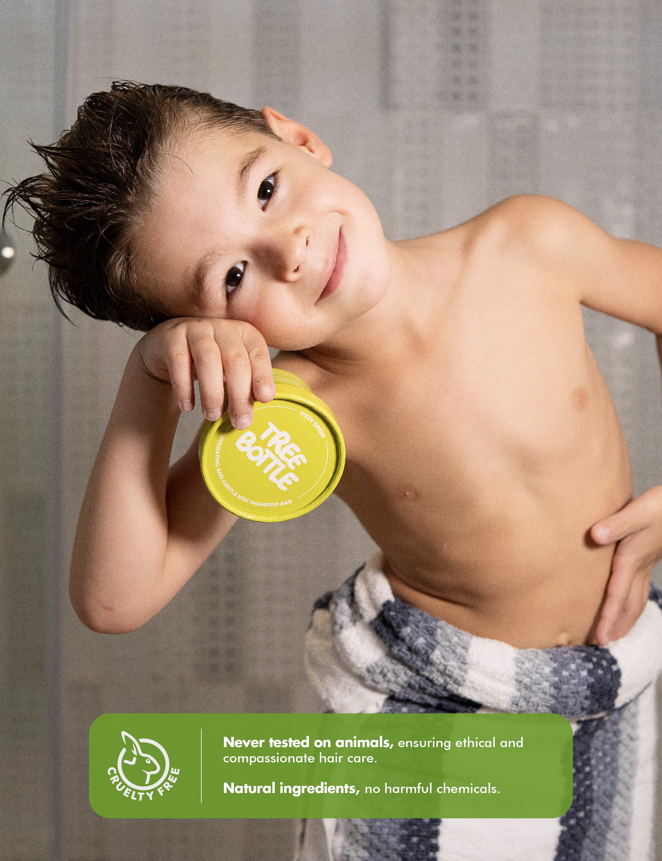 Oat Protein + Aloe Vera Shampoo Bar for Kids - GENTLE ON SCALP - Tree Bottle