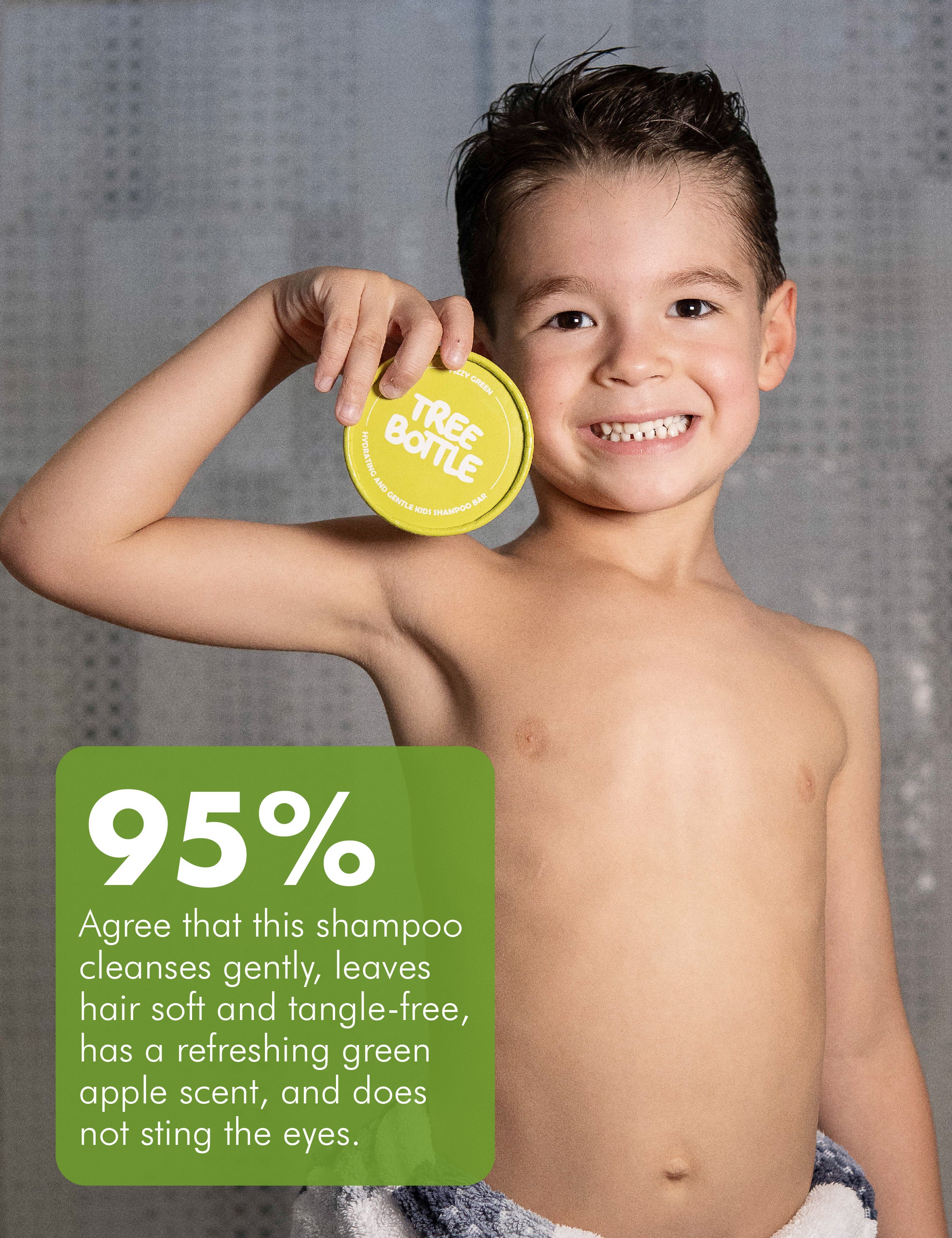 Shampoo Bar - Fizzy Green for Kids - Tear-free & gentle on sensitive eyes