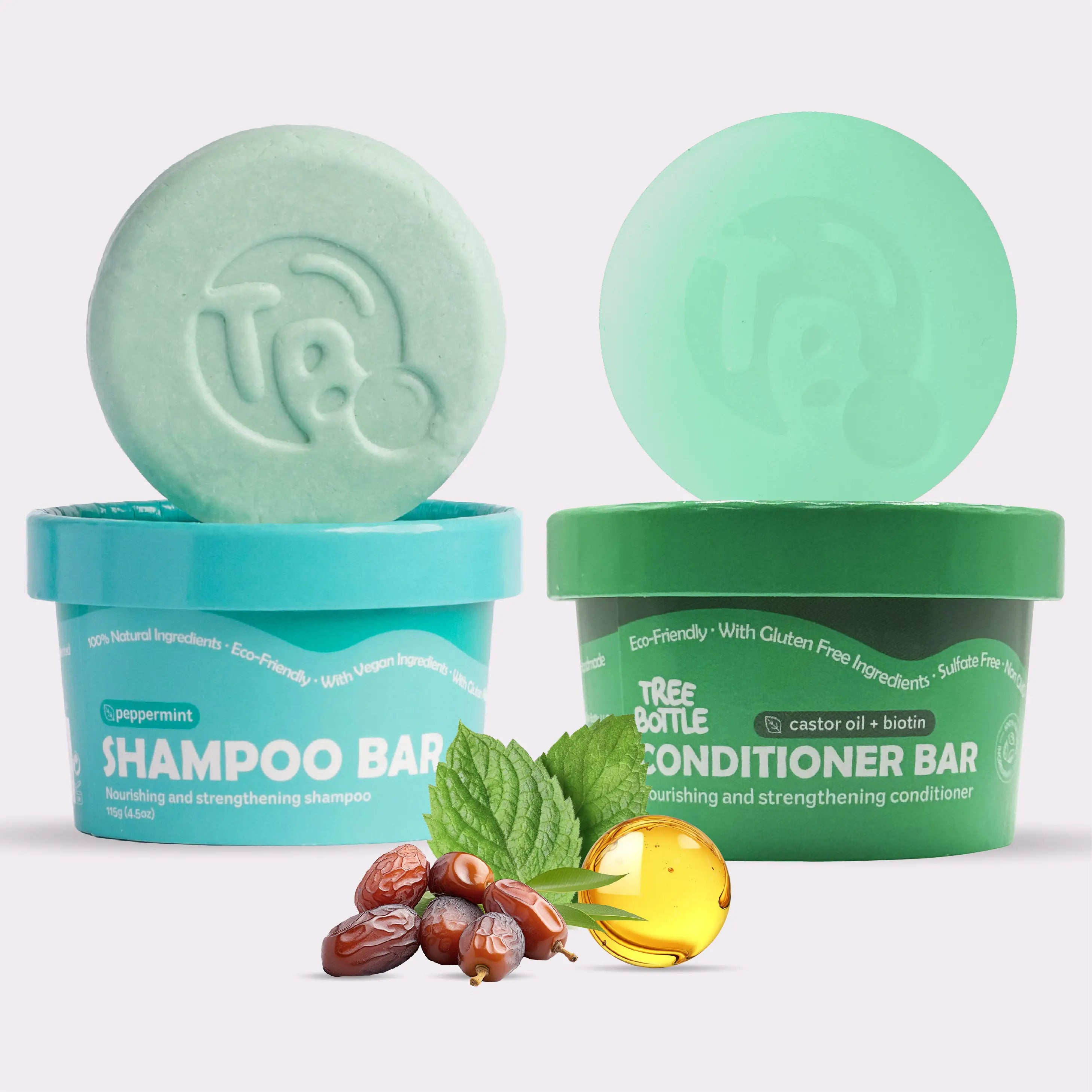 Castor Oil + Biotin Shampoo & Conditioner Bar Set - HAIR GROWTH