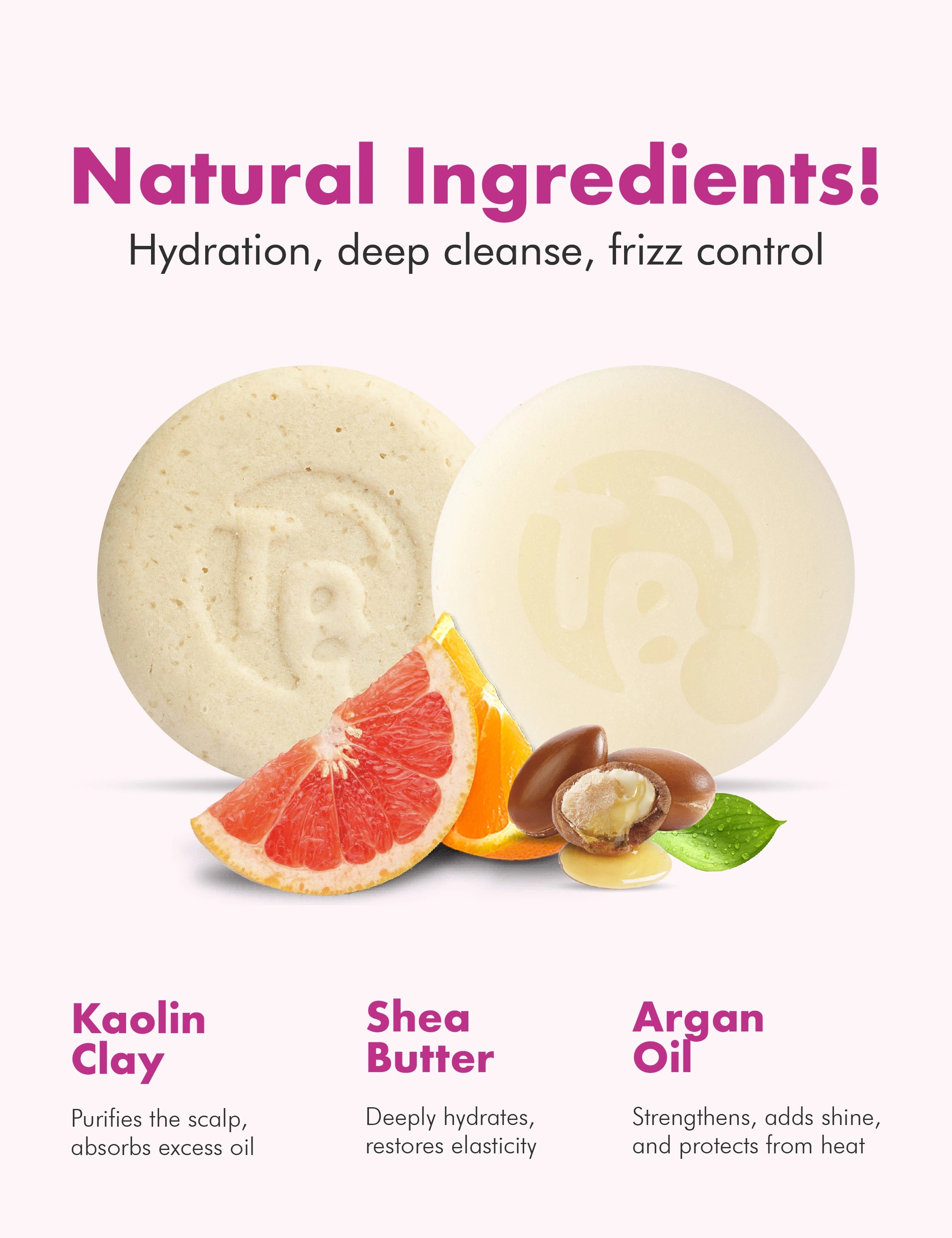 Shampoo & Conditioner Bar Set - Citrus Essential Oils & Panthenol - for Shine & Frizz Control - Tree Bottle