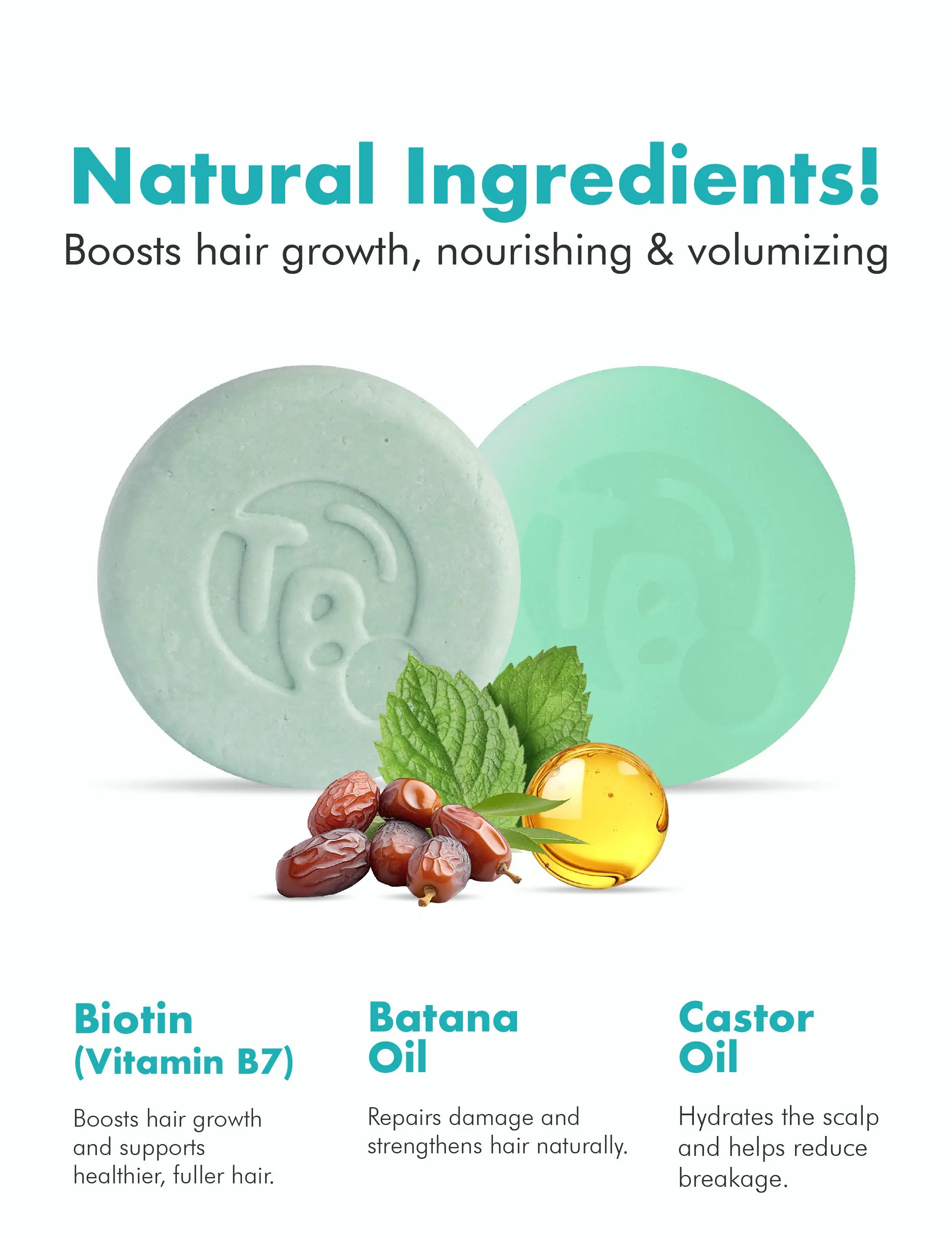 Shampoo & Conditioner Bar Set - Peppermint Essential Oils & Biotin - for Hair Growth - Tree Bottle
