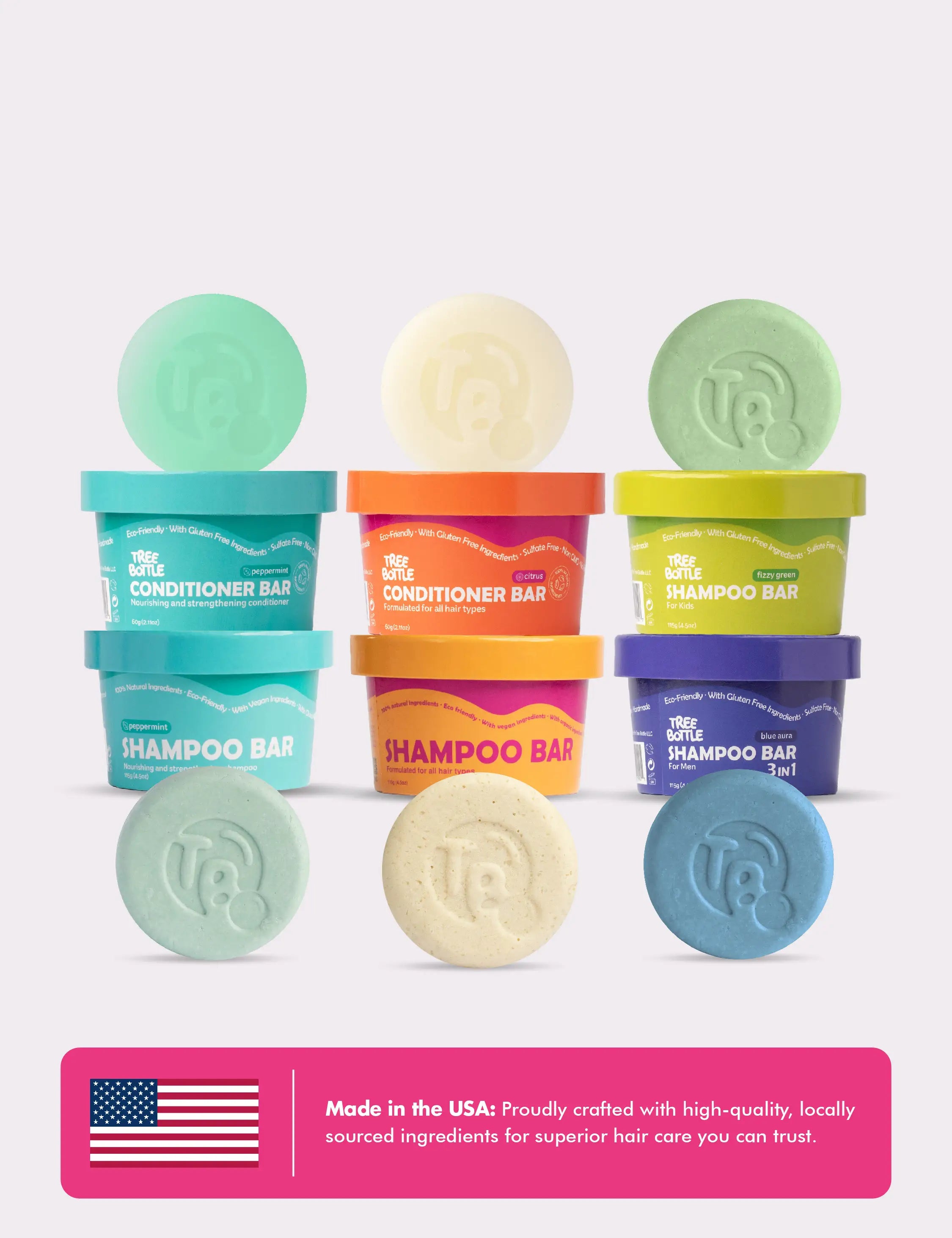 Shampoo Bar - Magic Pink for Girls - Tear-free & gentle on sensitive eyes - Tree Bottle