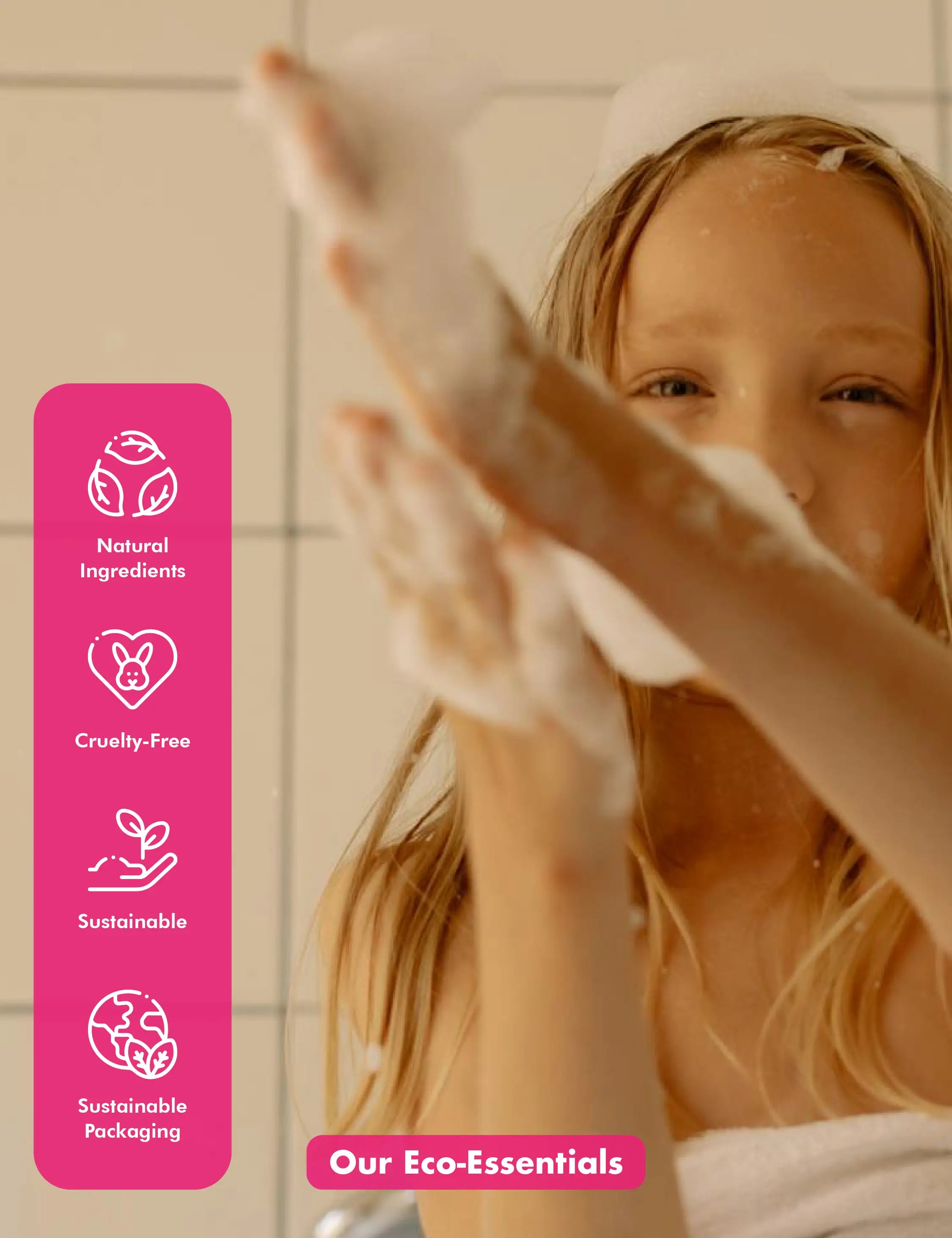 Shampoo Bar - Magic Pink for Girls - Tear-free & gentle on sensitive eyes - Tree Bottle