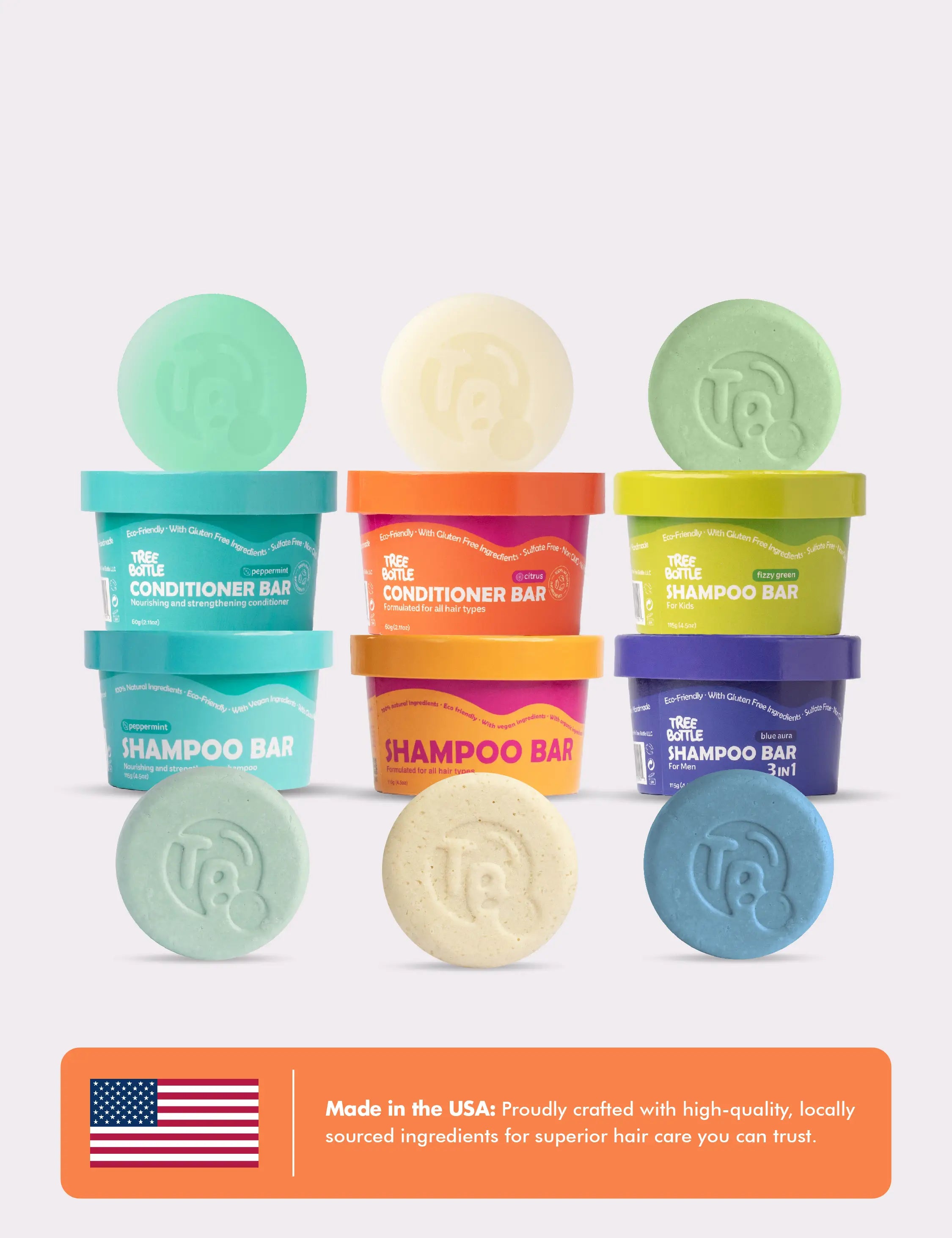 Conditioner Bar - Citrus Essential Oils & Panthenol - for Shine & Frizz Control - Tree Bottle