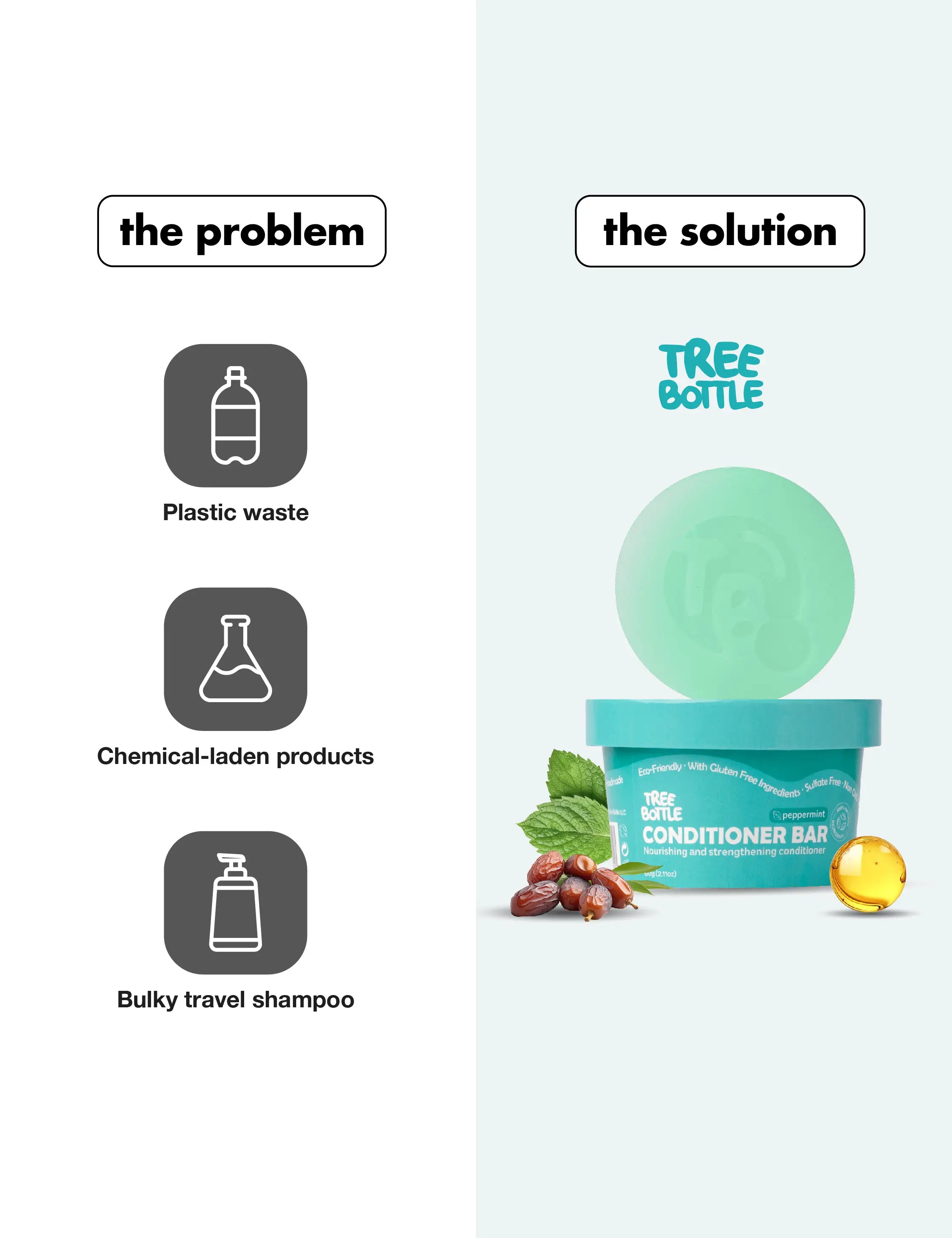 Conditioner Bar - Peppermint Essential Oil & Biotin - for Hair Growth - Tree Bottle