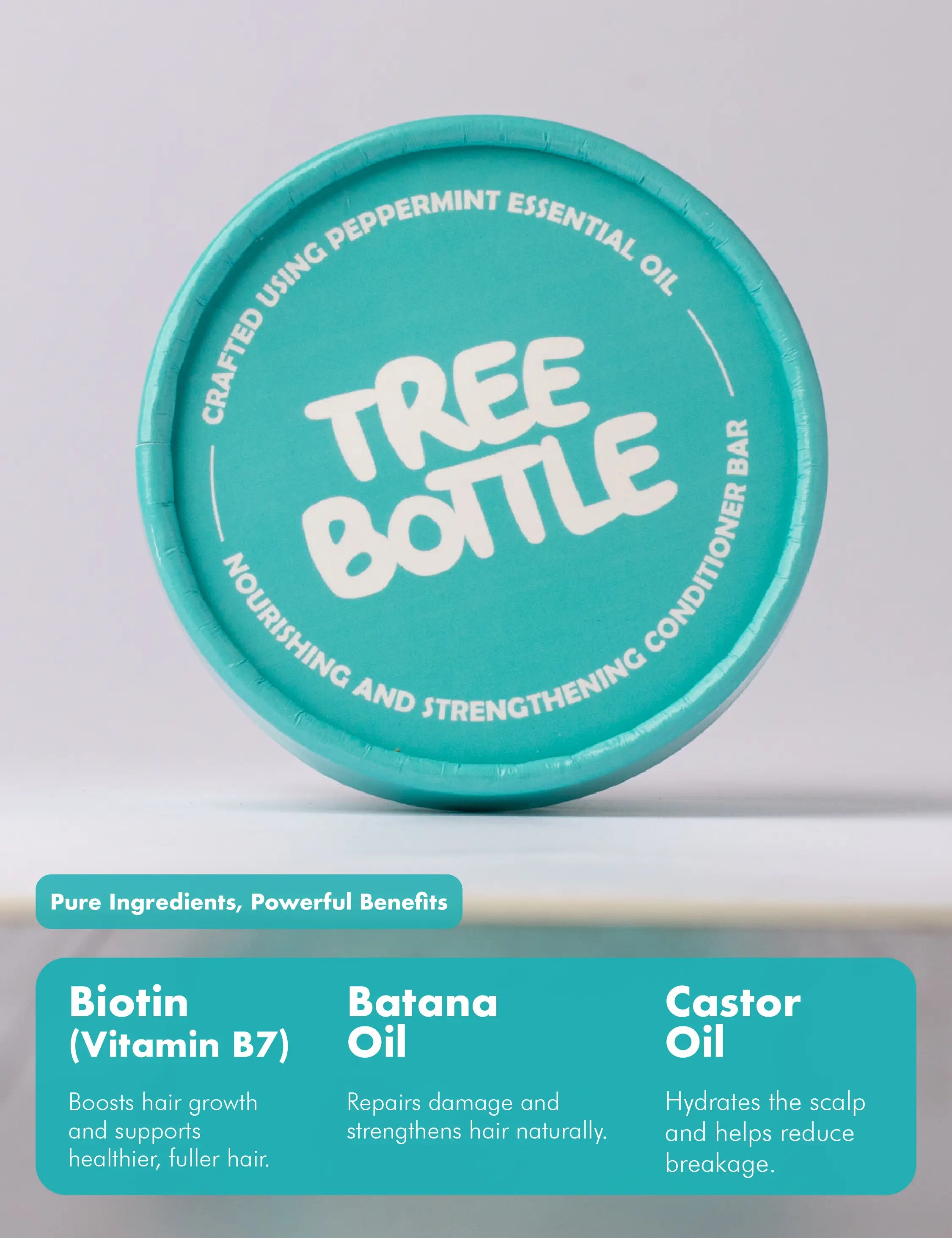 Conditioner Bar - Peppermint Essential Oil & Biotin - for Hair Growth - Tree Bottle