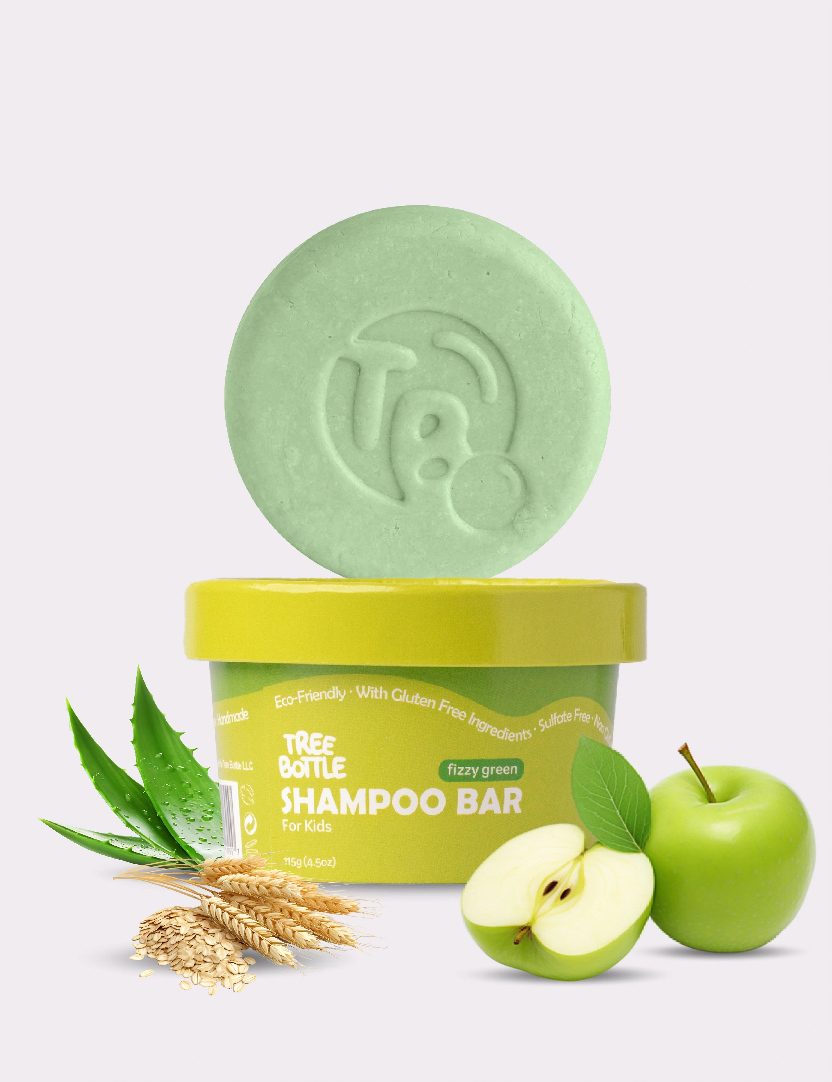 Shampoo Bar - Fizzy Green for Kids - Tree Bottle