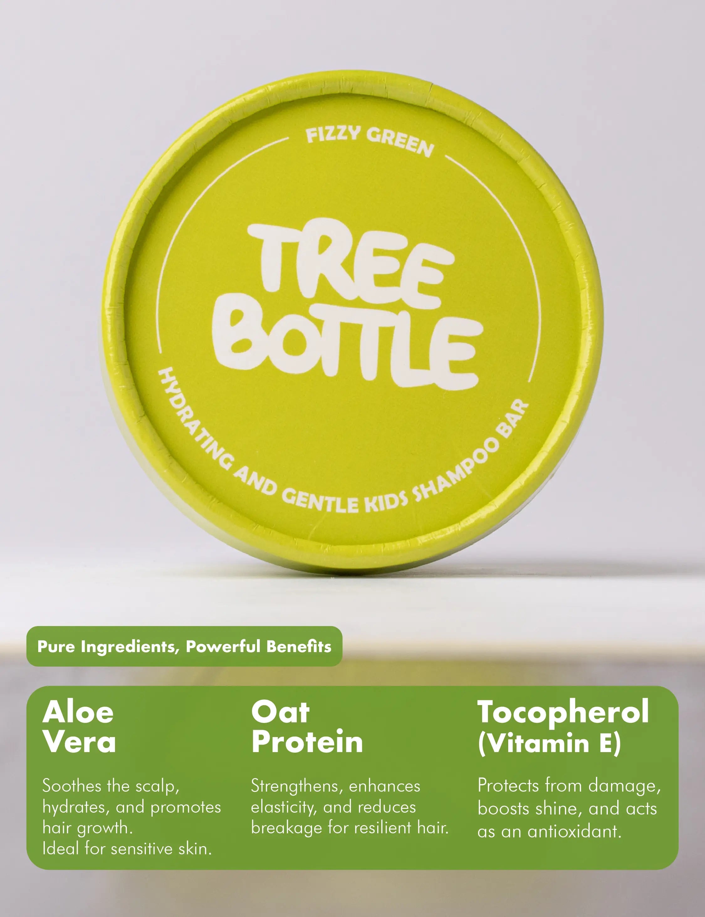 Shampoo Bar - Fizzy Green for Kids - Tree Bottle