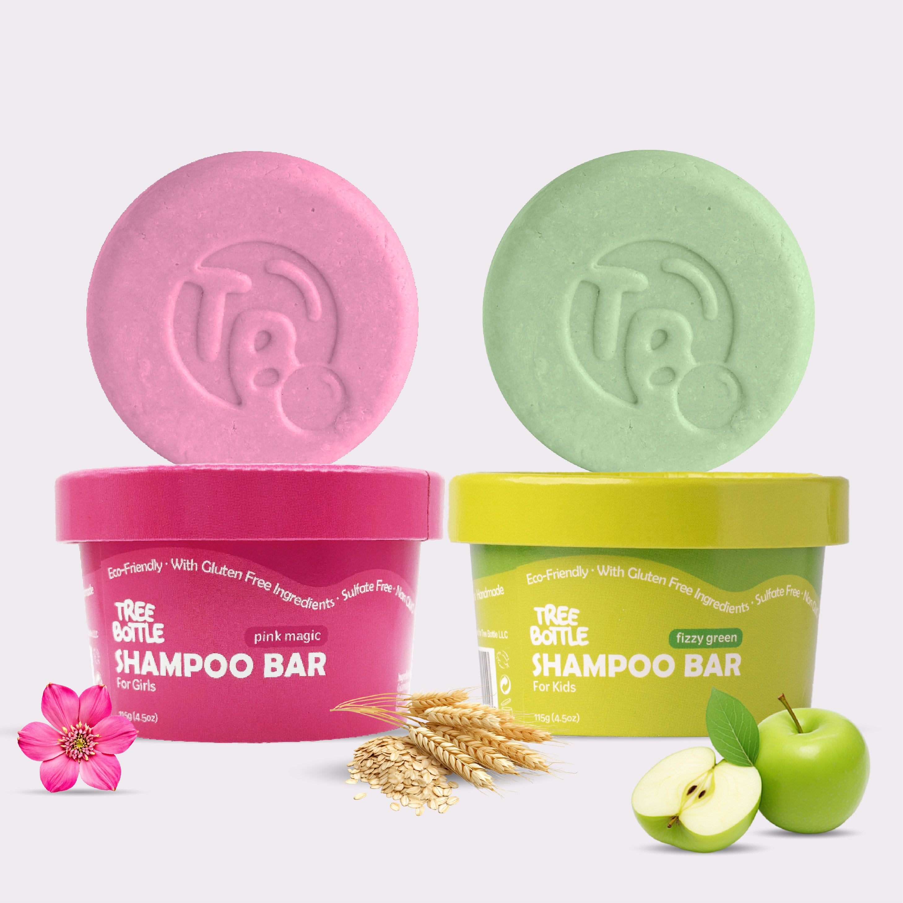 Kid's KIT: Pink Magic for Girls + Fizzy Green for Kids - Shampoo Bar