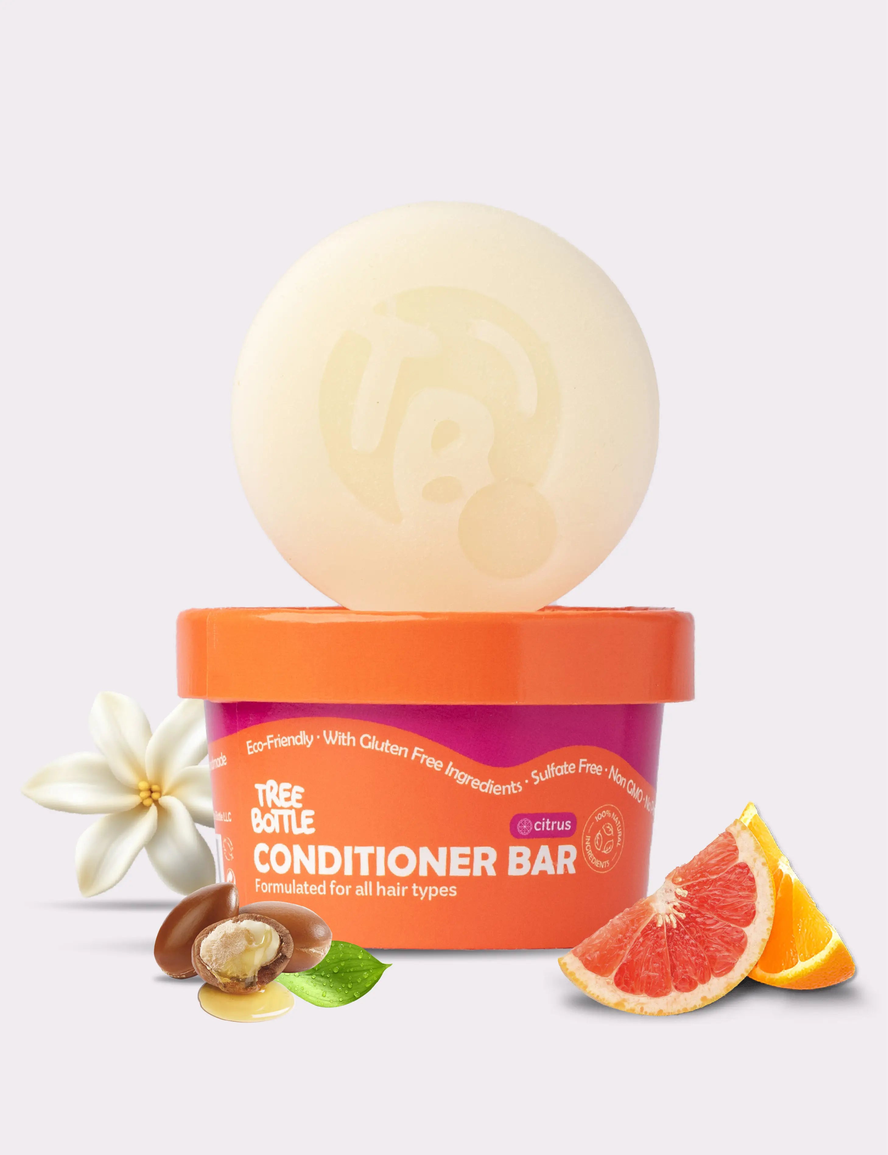 Conditioner Bar - Citrus Essential Oils & Panthenol - for Shine & Frizz Control - Tree Bottle