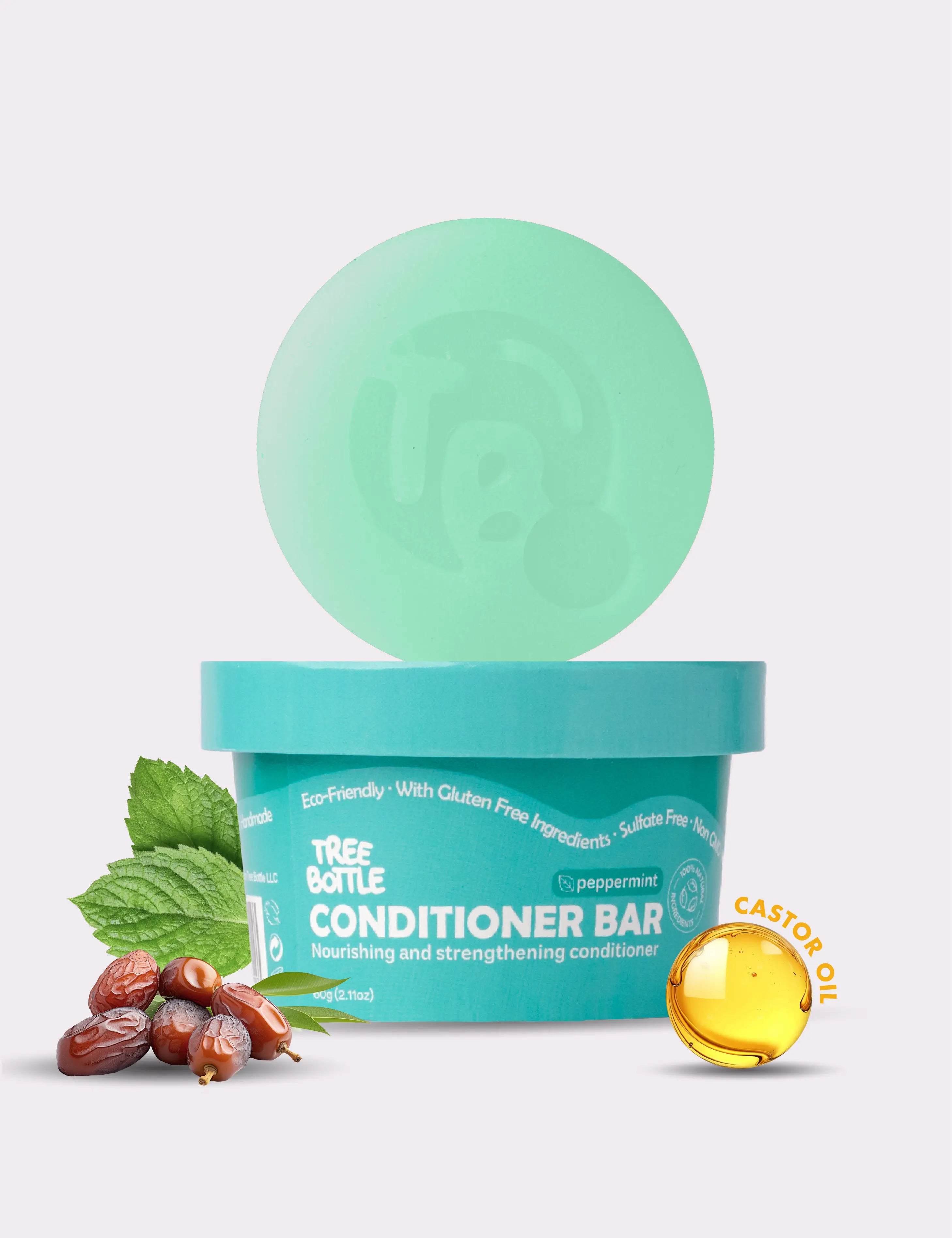 Conditioner Bar - Peppermint Essential Oil & Biotin - for Hair Growth - Tree Bottle