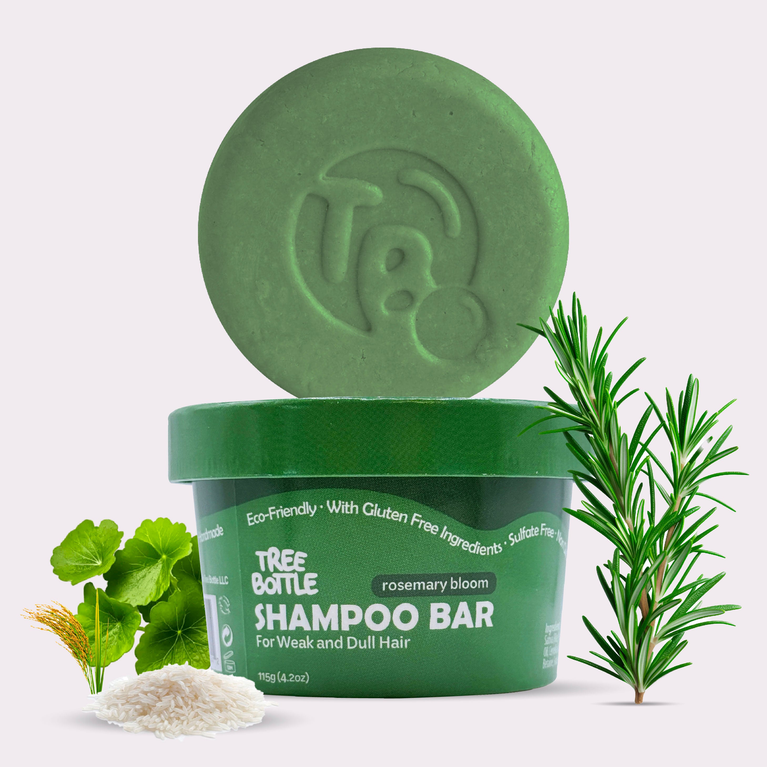 Rosemary + Rice Water Shampoo Bar - VOLUMIZING & FULLER HAIR - Tree Bottle